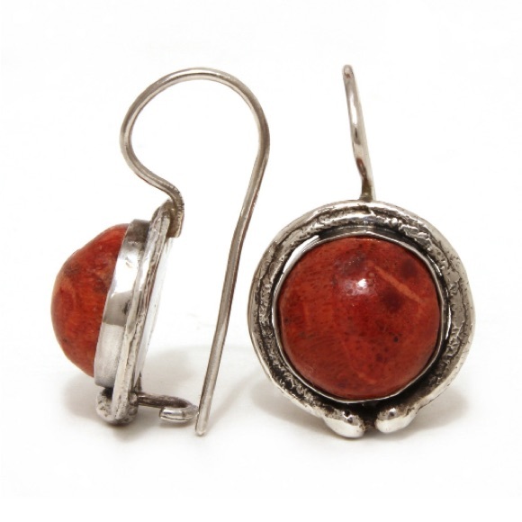 Vintage Silpada Sterling Silver Red Sponge Coral Earrings W0876 - Picture 10 of 16
